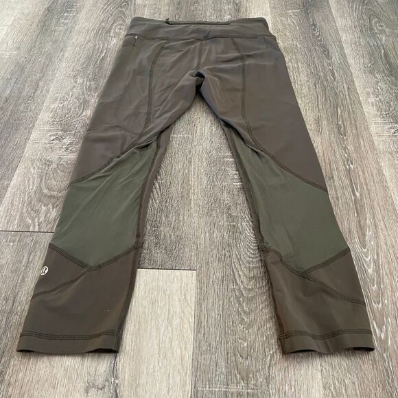 Lululemon Pace Rival Crop Legging Dark Olive - Size: 4 - Picture 10 of 12